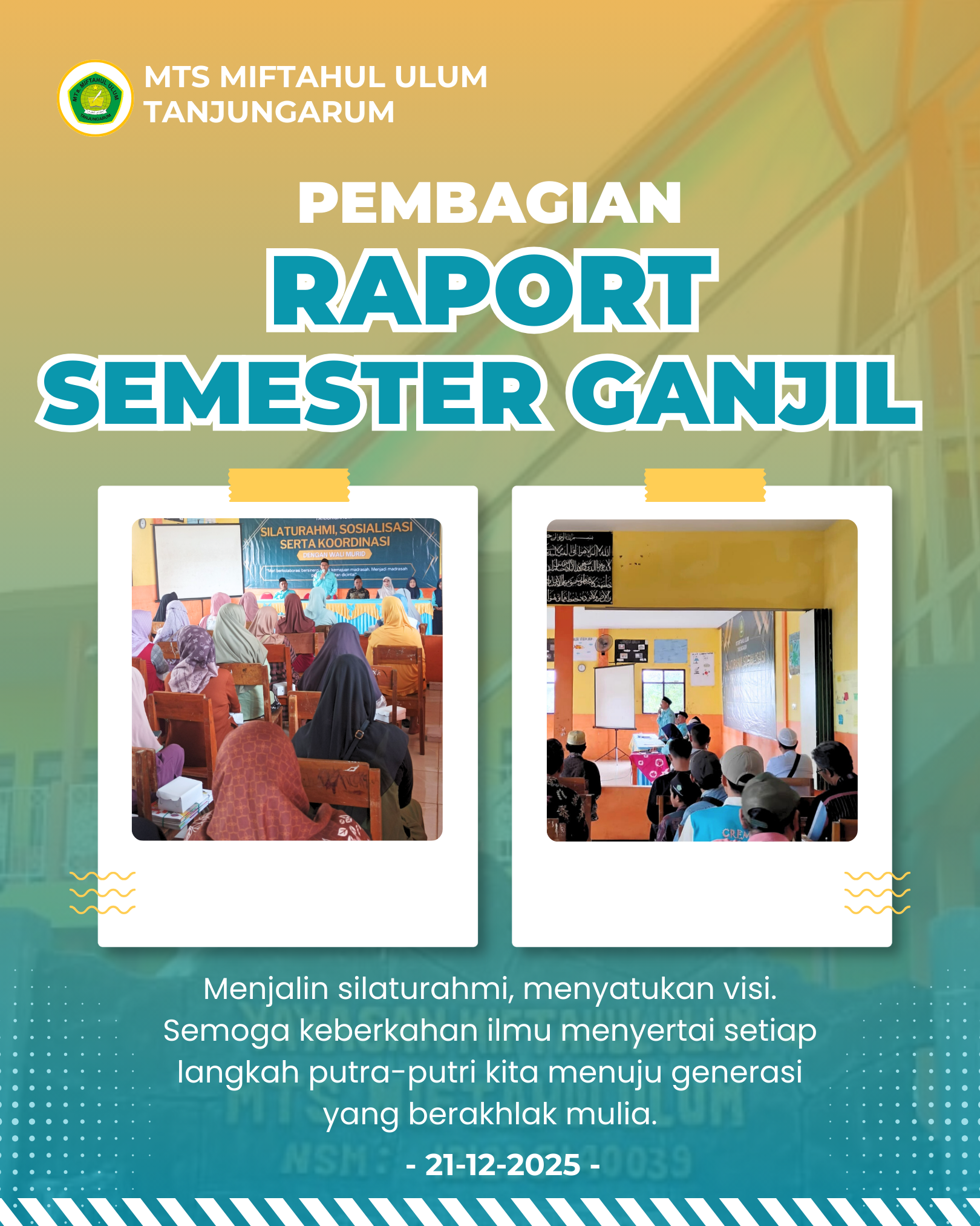 MTs Miftahul Ulum Tanjungarum Gelar Pembagian Raport Semester Ganjil