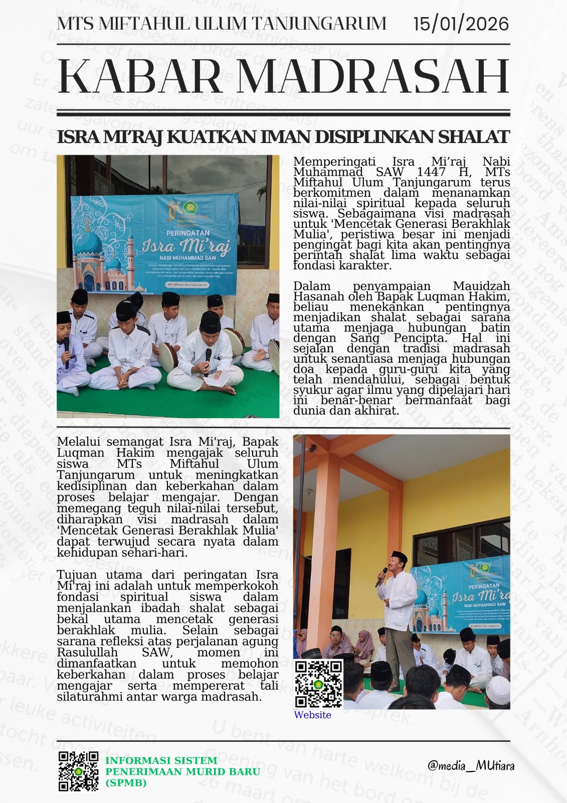 Buletin Madrasah - Memperingati Isra Mi'raj Nabi Muhammad SAW 1447 H