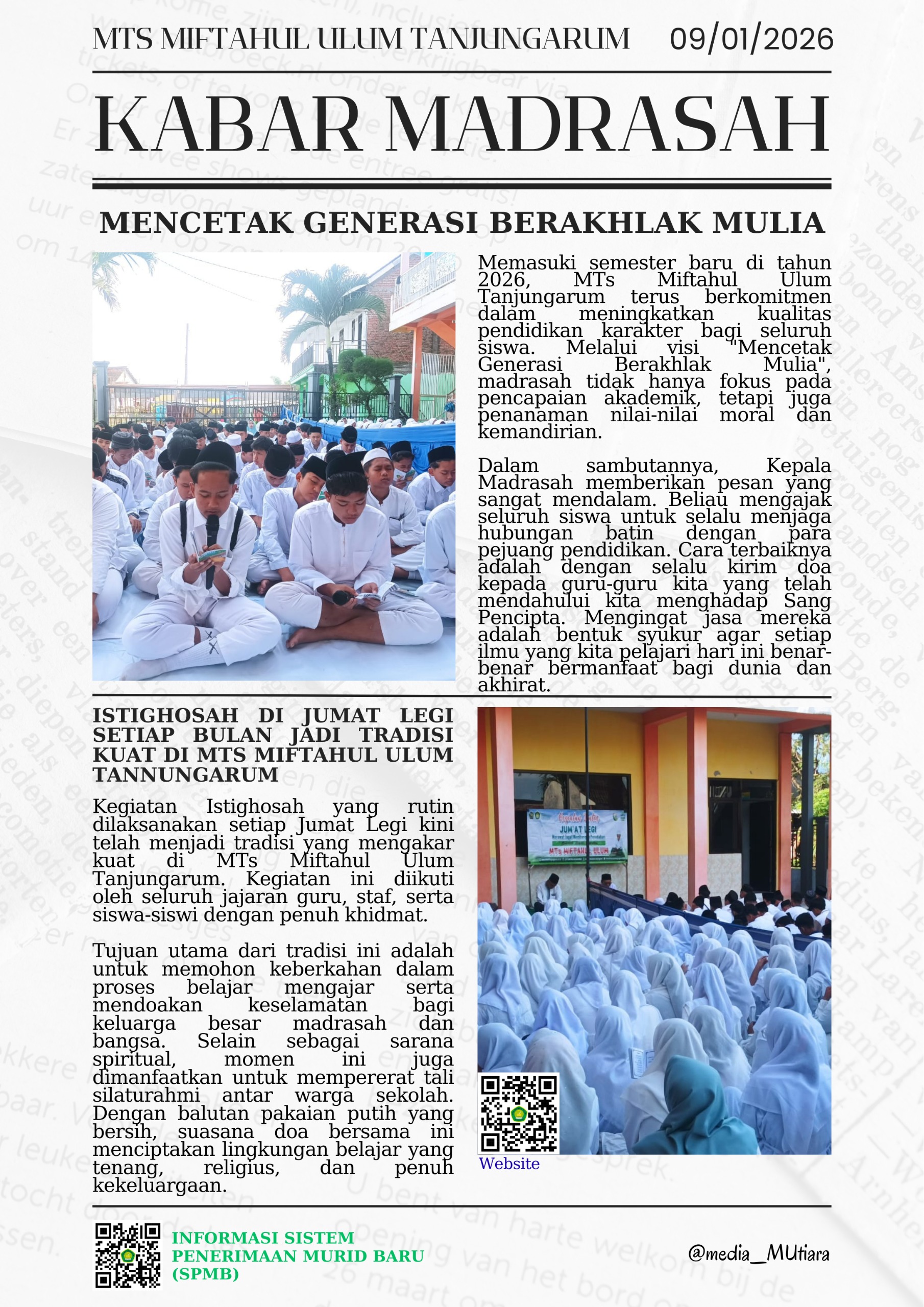 Buletin Madrasah - Kegiatan Rutin Istighosah Jumat Legi