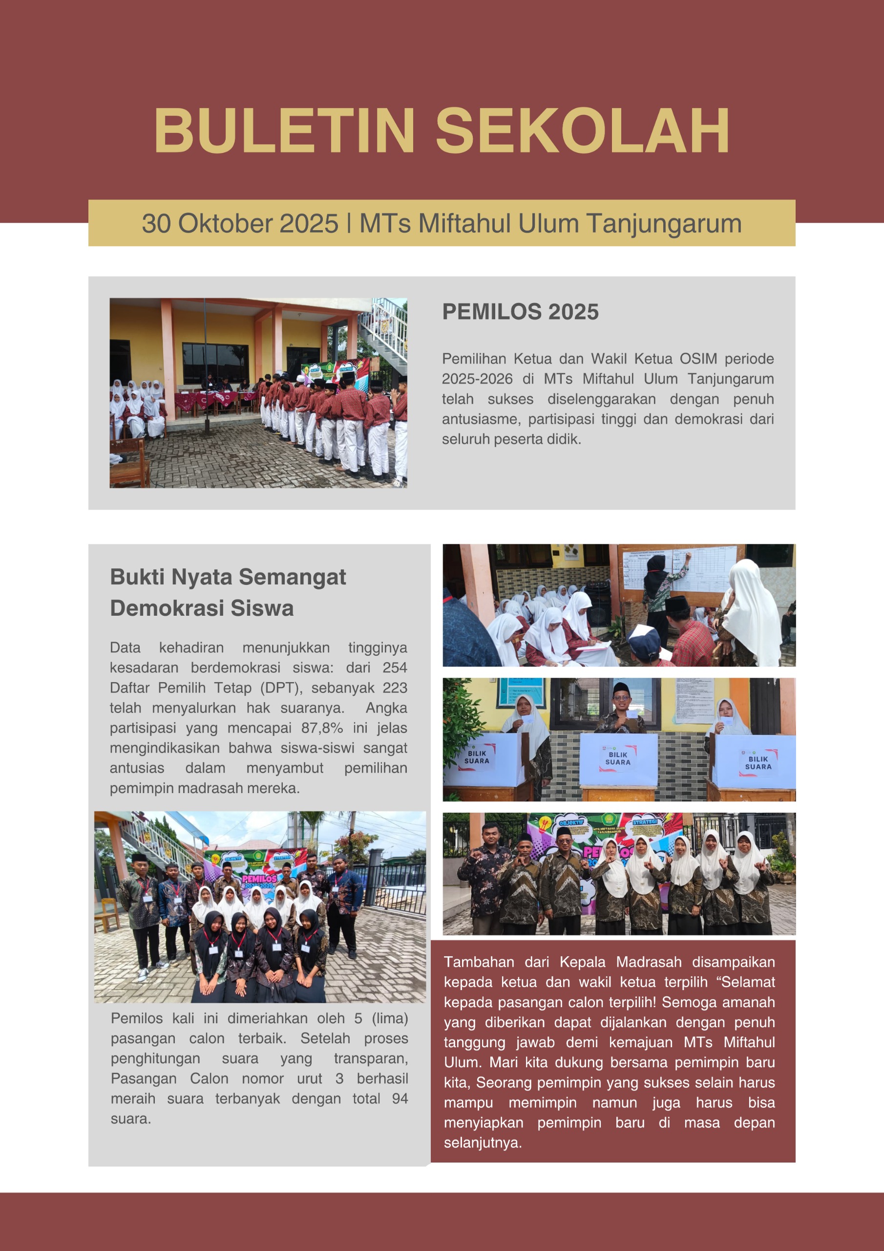 Buletin Madrasah - Pemilos OSIM Periode 2025 - 2026