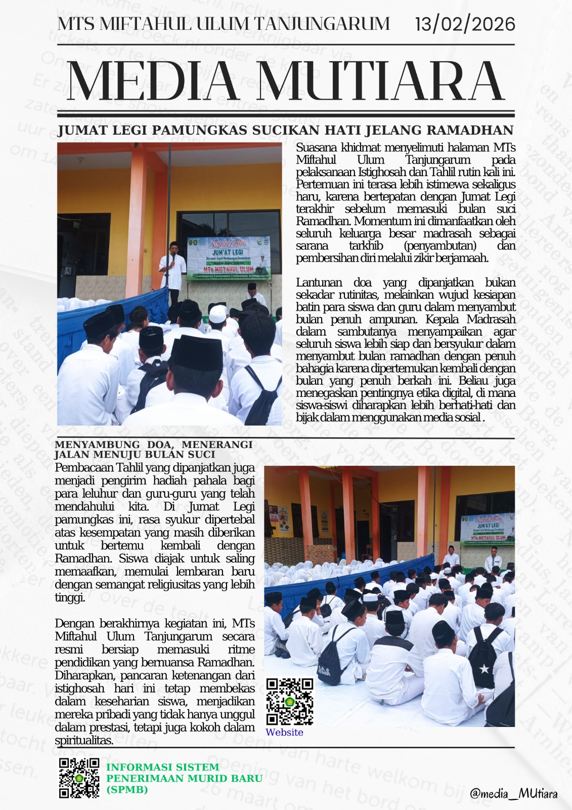 Buletin Madrasah - Jumat Legi Pamungkas Sucikan Hati Jelang Ramadhan
