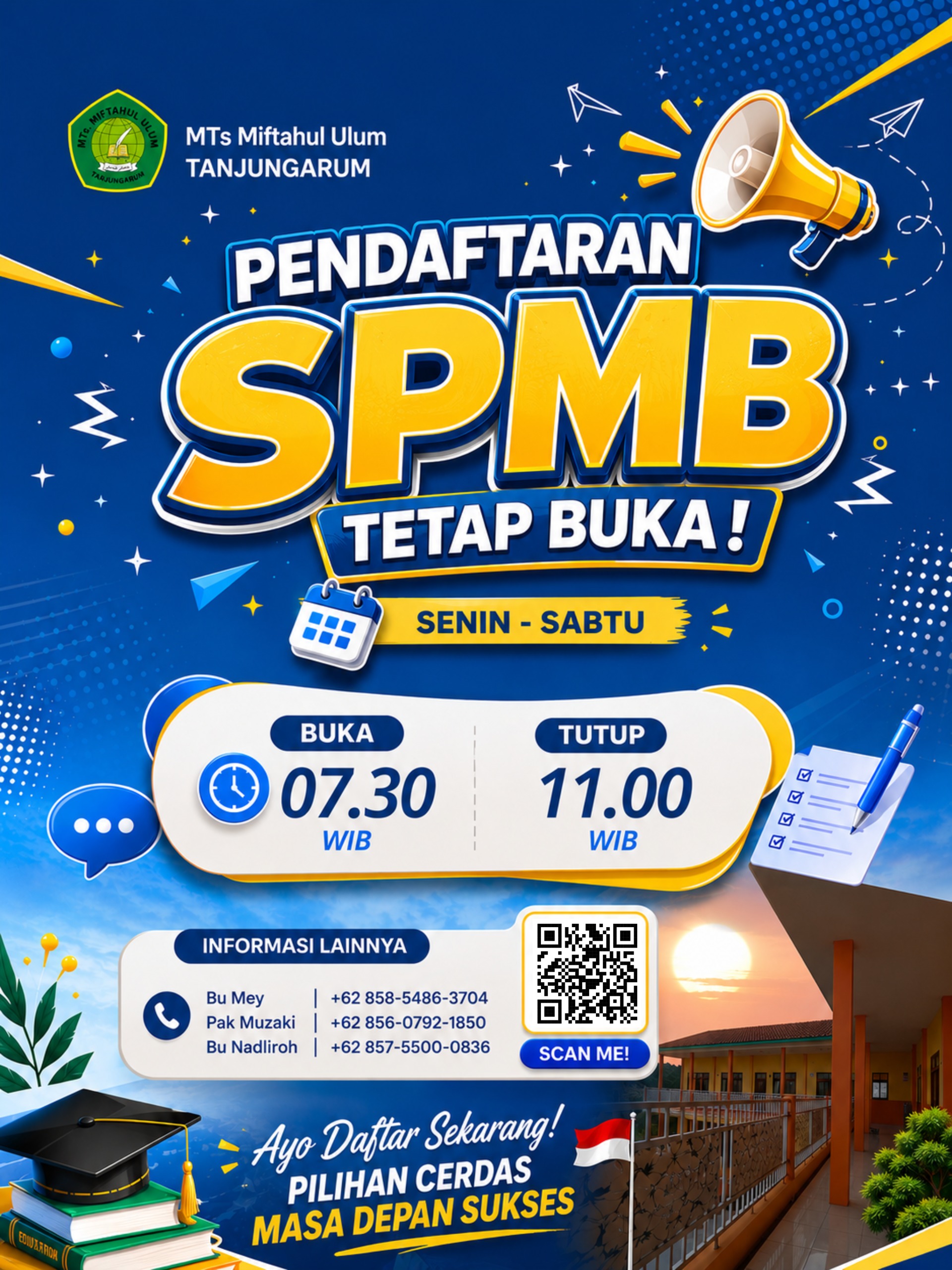 Kabar Gembira! Pendaftaran SPMB MTs Miftahul Ulum Tanjungarum Tetap Buka Selama Libur Semester Genap